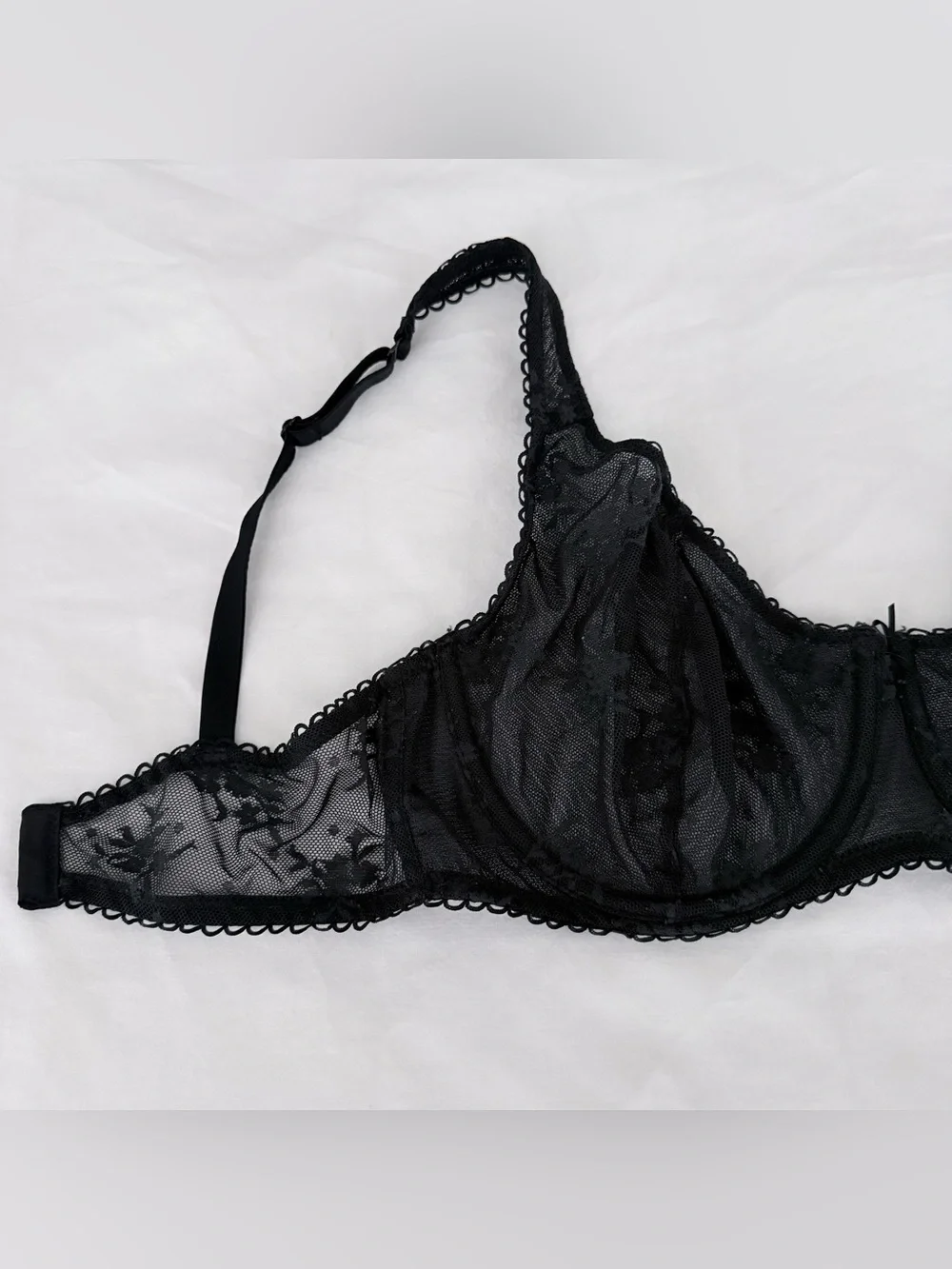 Wild Fable Black Floral Lace Unlined Balconette Underwire Bra 36D